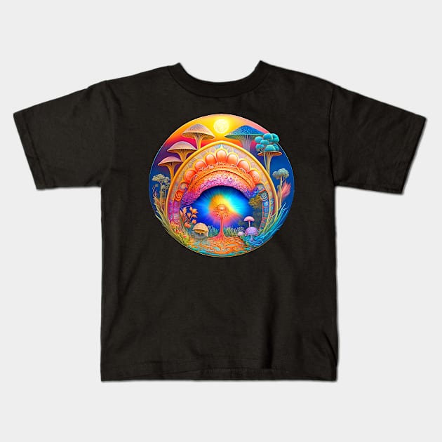 Psychedelic Mushrooms Kids T-Shirt by Completely Mental